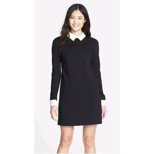 CeCe by Cynthia Steffe Black Dress 8 White Collar Lagenlook Whimsigoth Wednesday